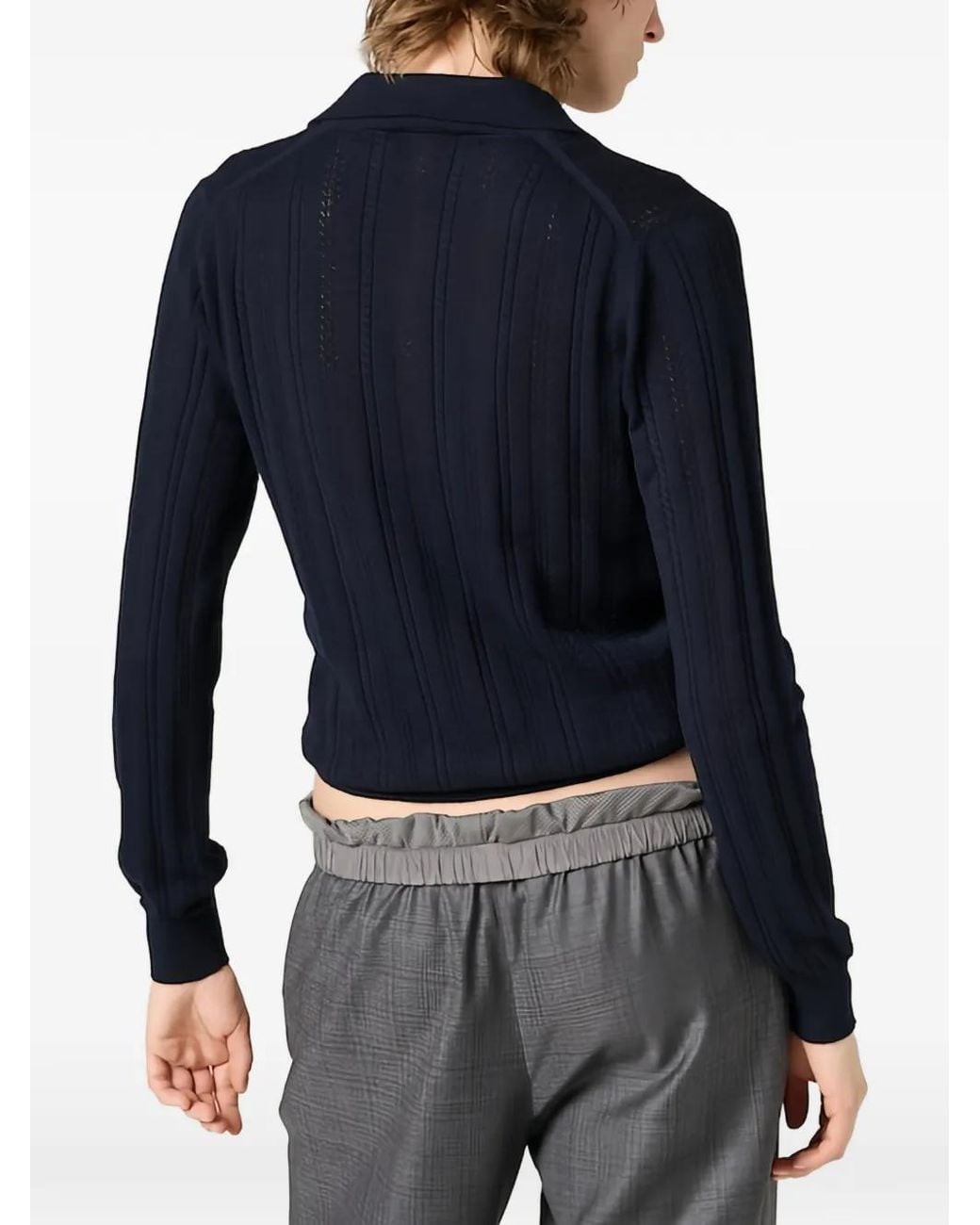 Miu Miu Blue Maglieria Cashmere Traforo F.18