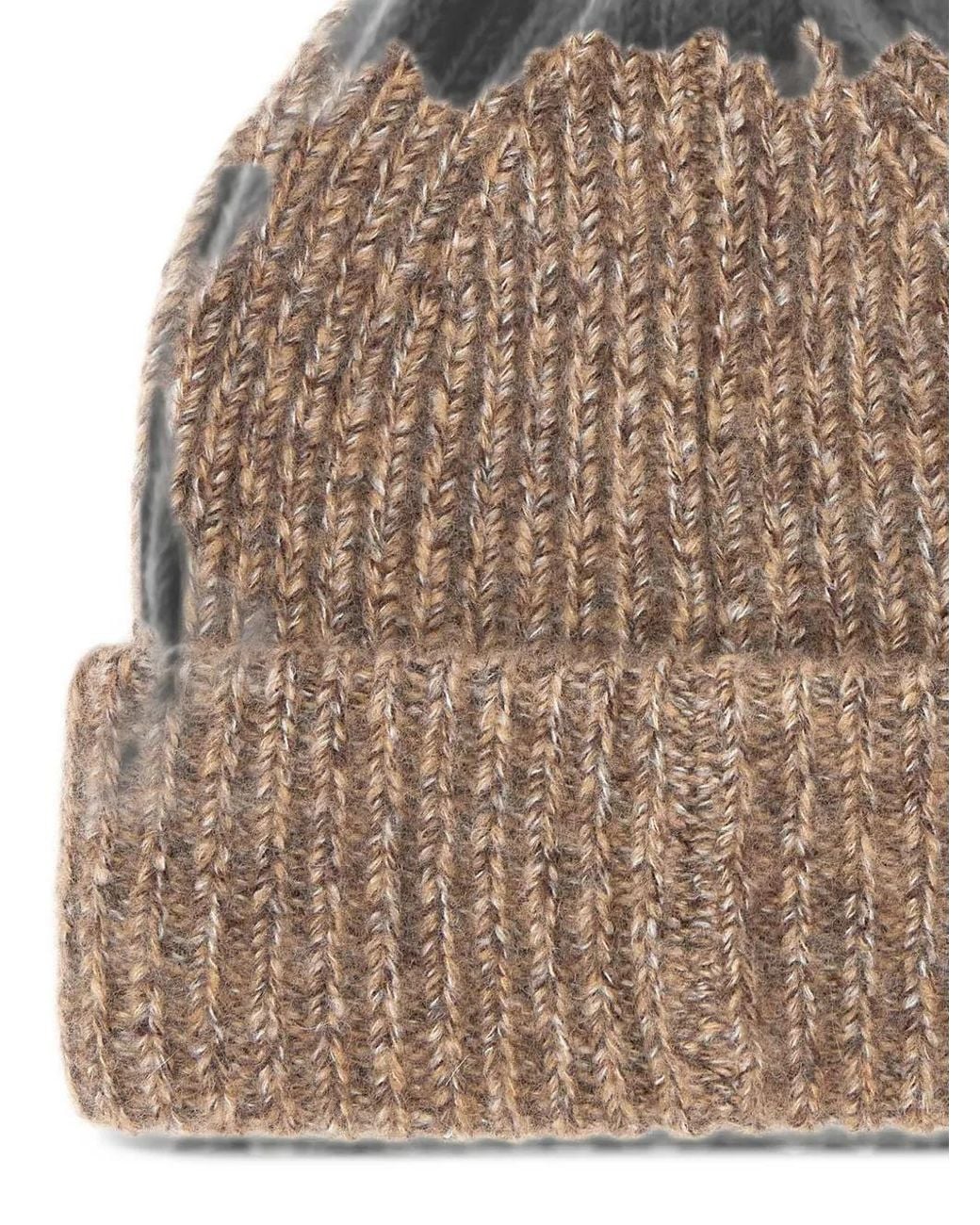 Soft Goat Brown Marled Ribbed-Knit Beanie Hat