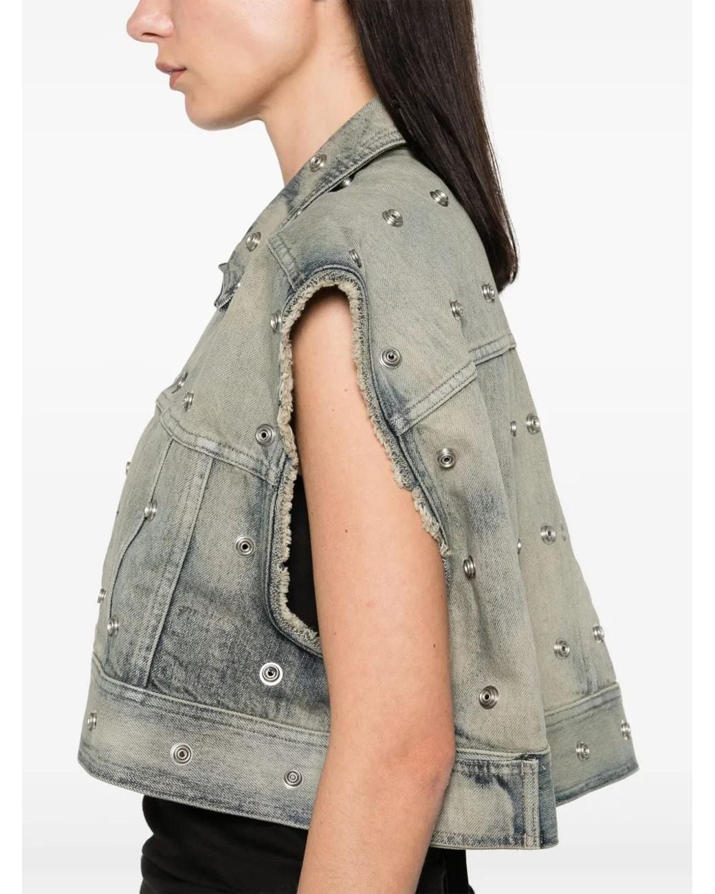 Rick Owens Gray Jumbo Worker Denim Vest