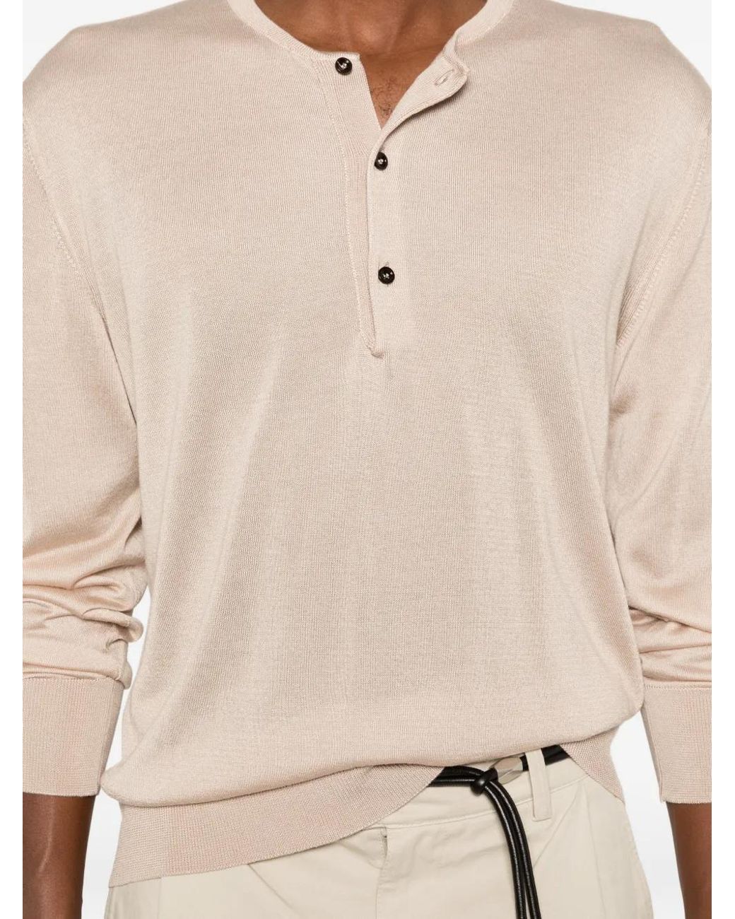 Seven Gauge White Sweat À Col Boutonné Au Dos for men