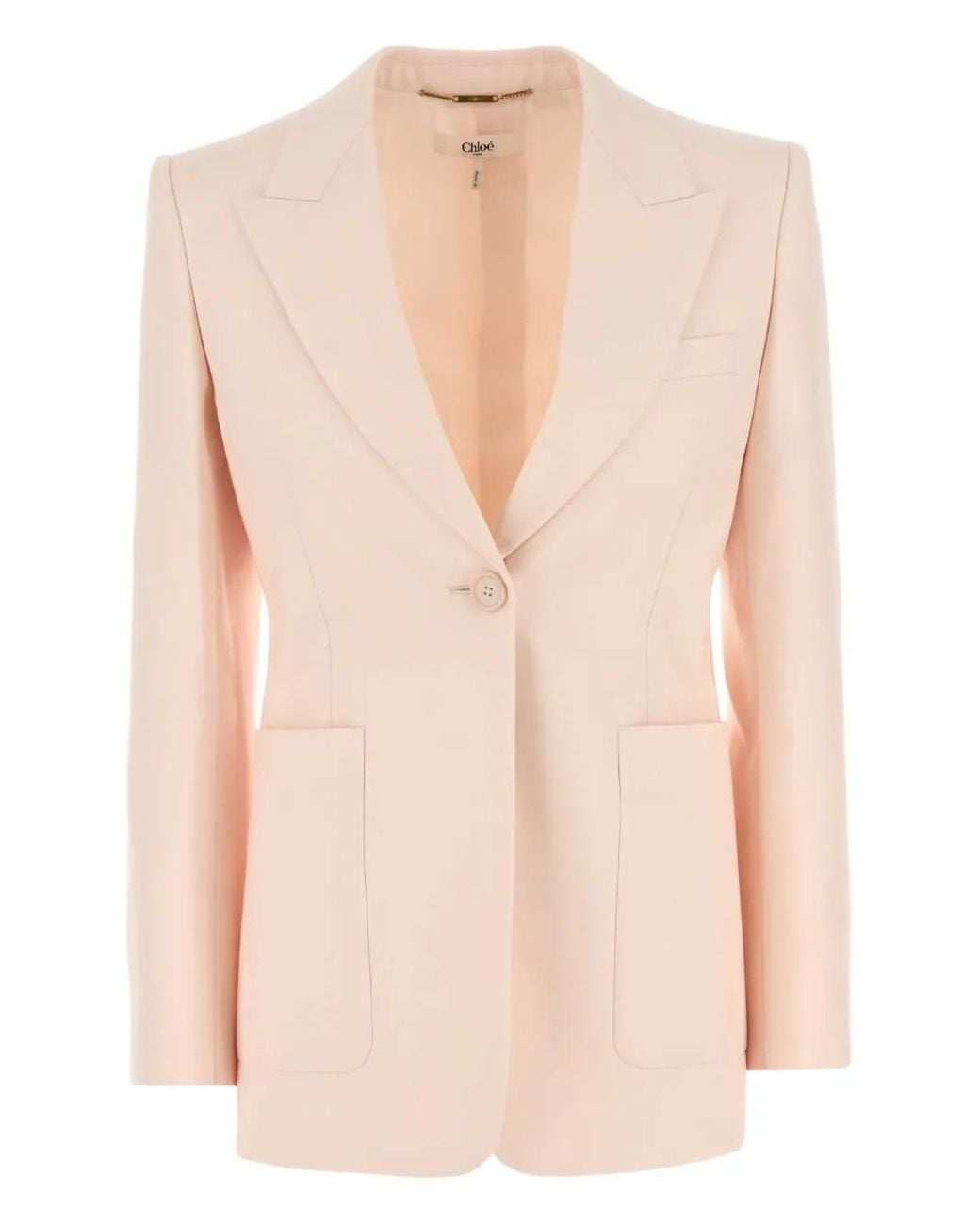 Chloé Natural Patch-Pocket Wool Blazer