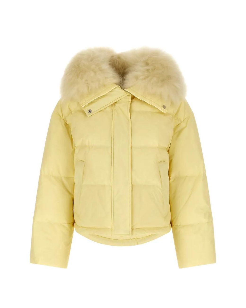 Army by Yves Salomon Yellow Quilted Fur-Collar Jacket