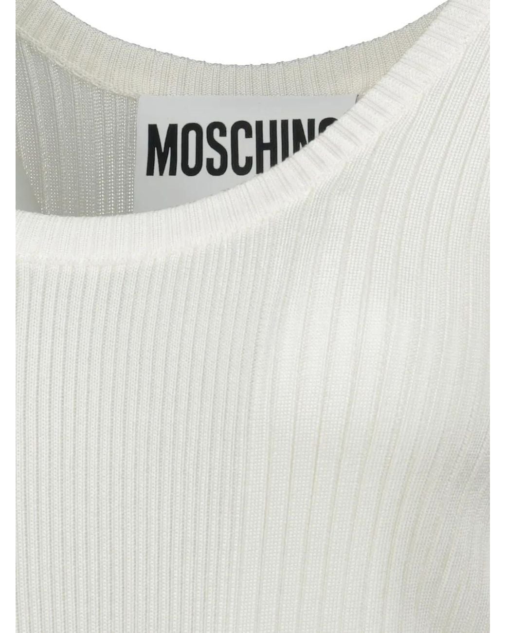 Moschino White Ribbed Tank Top