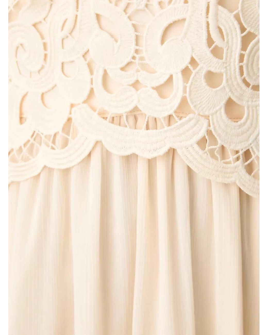 Morgan Natural Guipure Lace-Panelled Maxi Dress