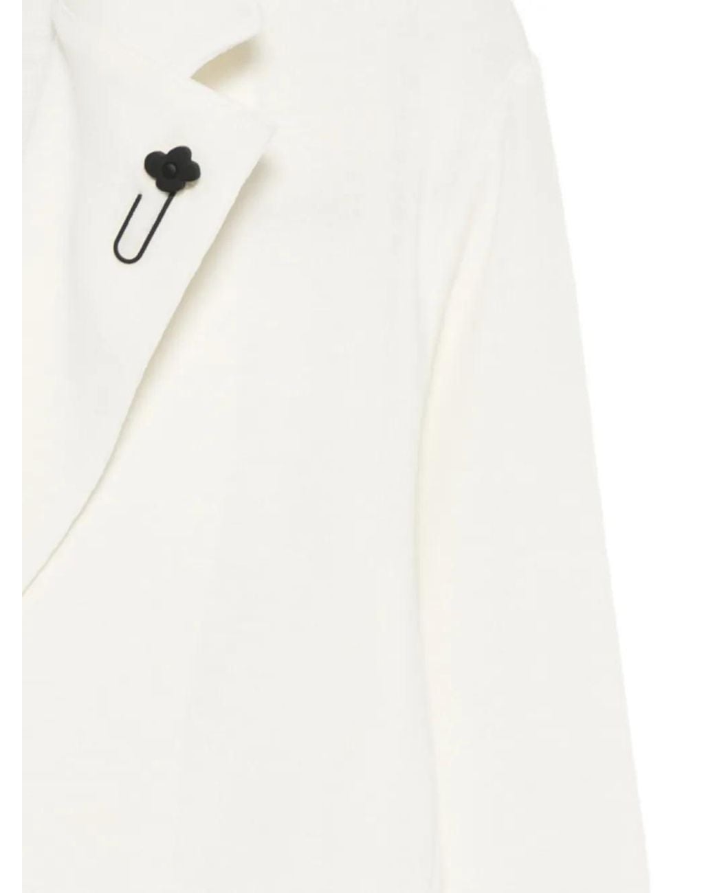 Lardini White Flower Brooch Jacket for men