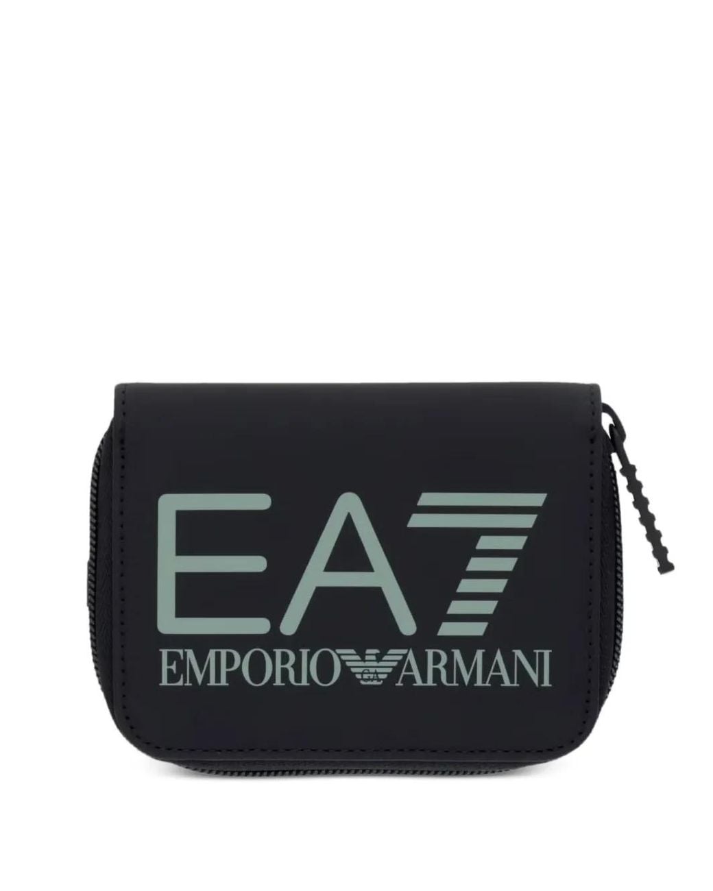 EA7 Black Logo-Print Zip-Around Wallet