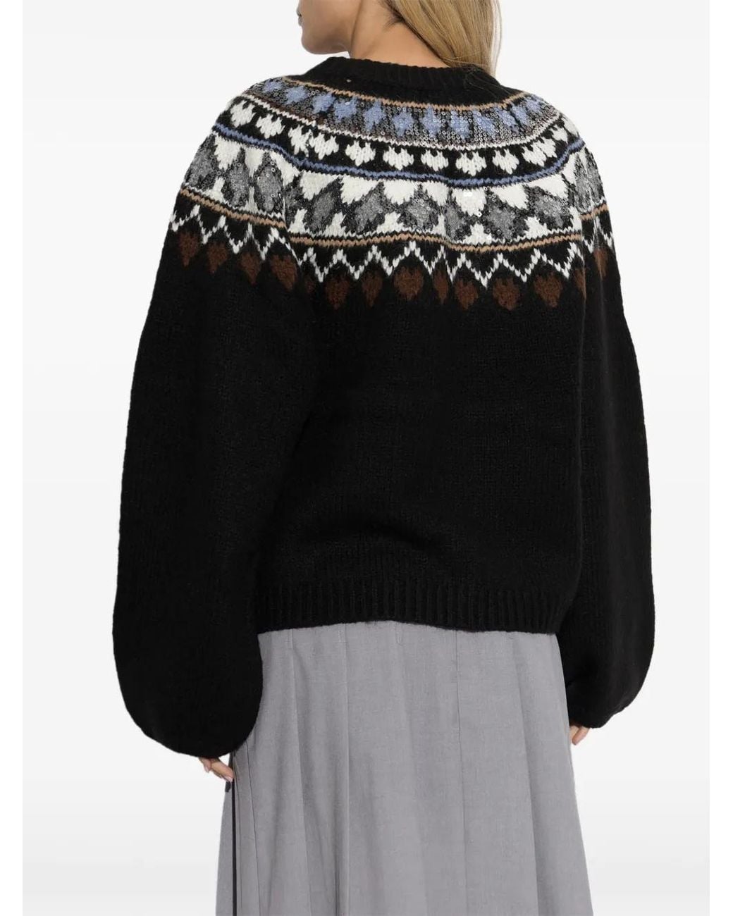 Munthe Black Vaffie Sequin-Embellished Sweater