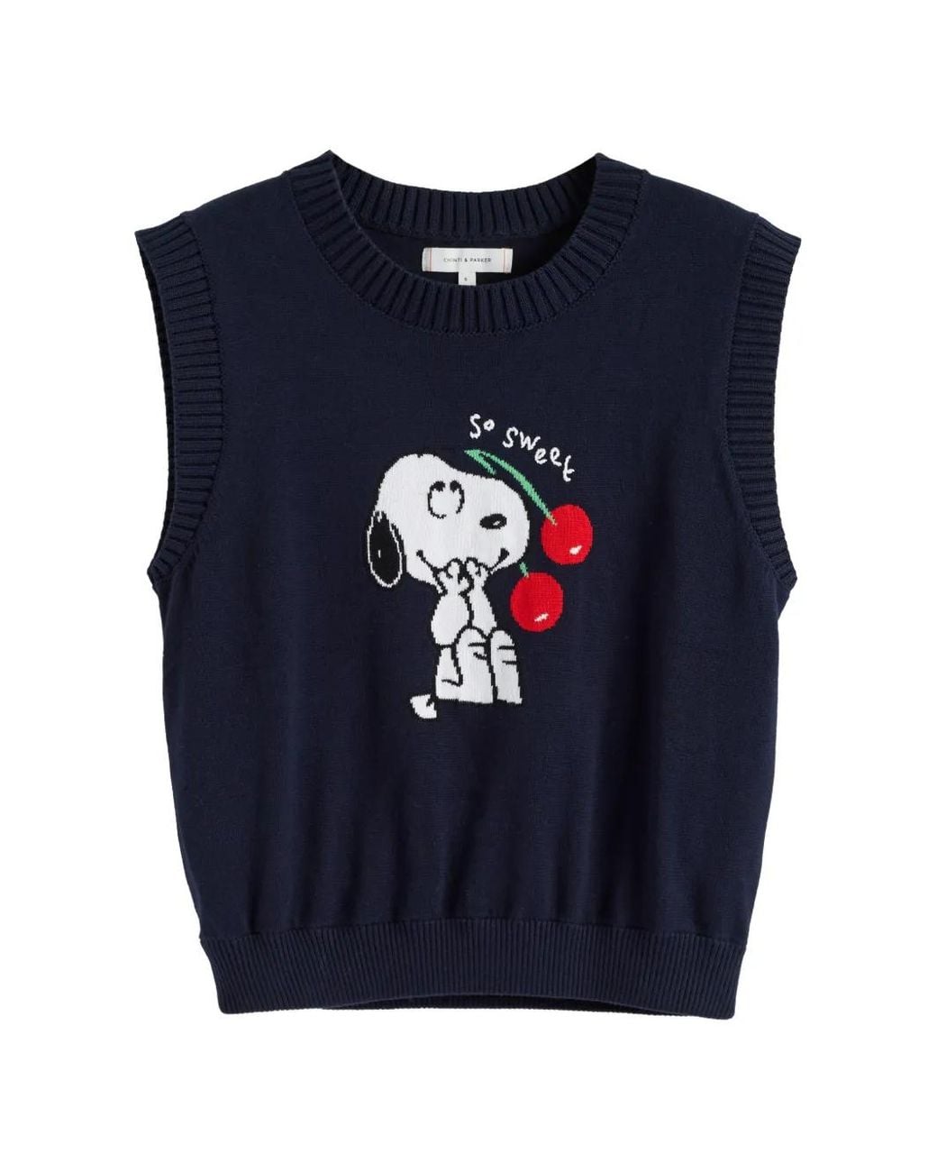 Chinti & Parker Blue Snoopy Knitted Cotton Tank Top