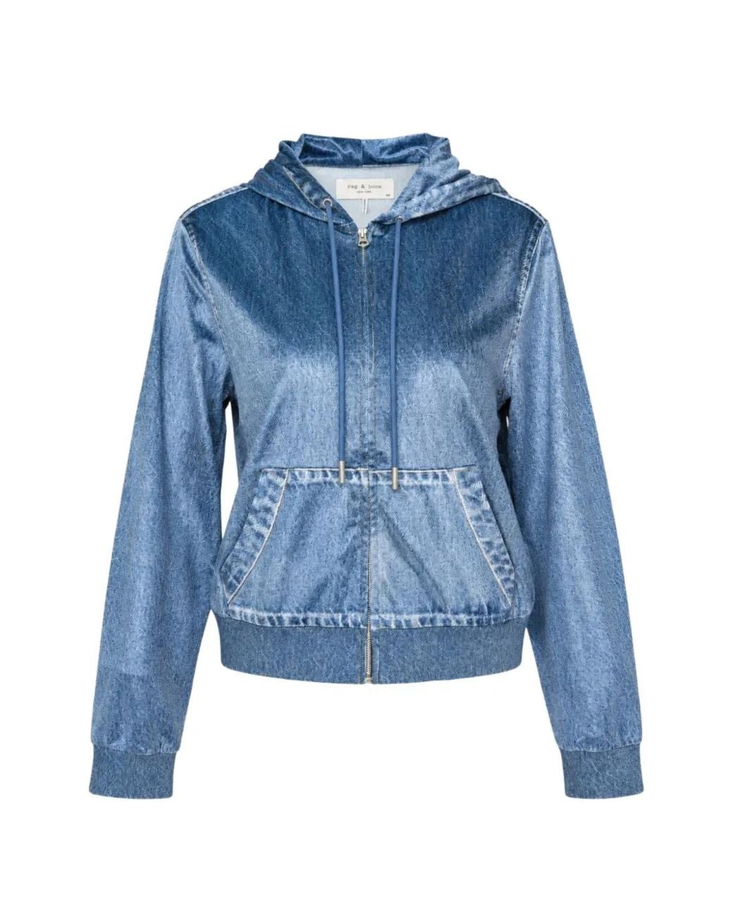 Rag & Bone Blue Miramar Velvet Hoodie