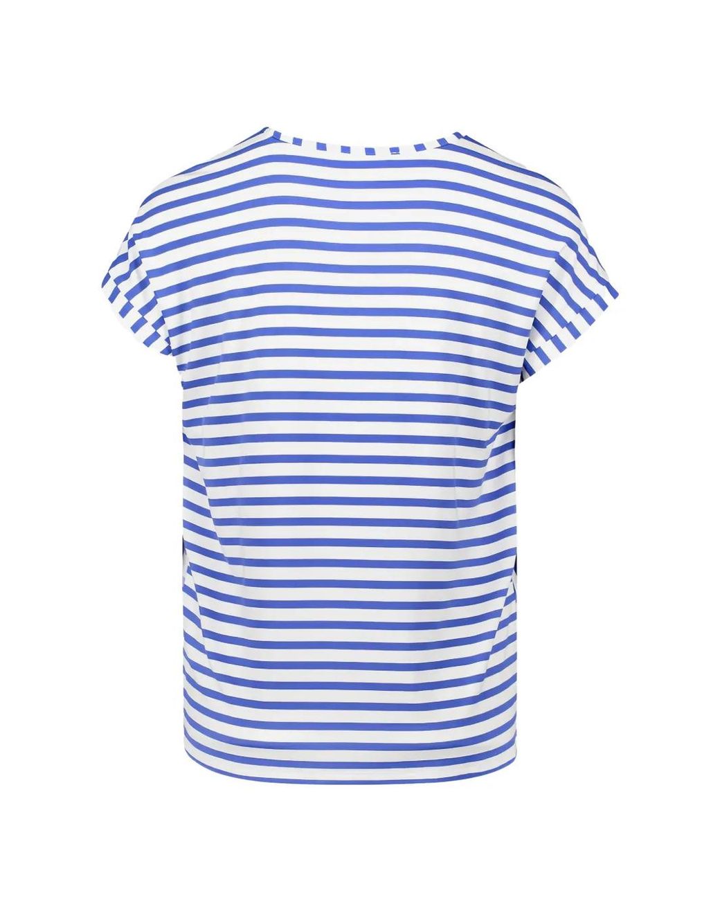 Betty Barclay Blue Floral-Print Striped-Trim Top