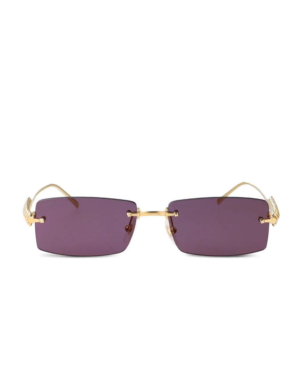 Cartier Purple Studded Rectangle-Frame Sunglasses for men