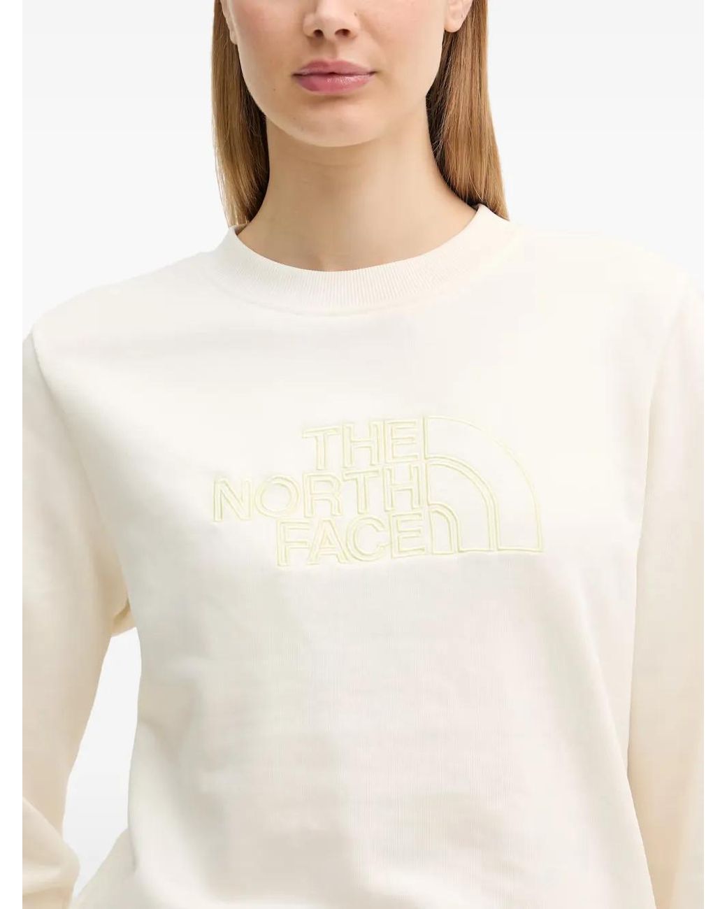 The North Face White Light Drew Peak Logo-Embroidered Sweatshirt