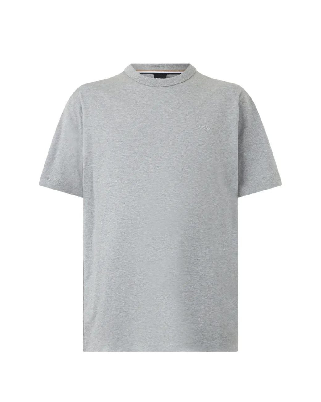 Boss Gray Logo-Embroidered T-Shirt for men