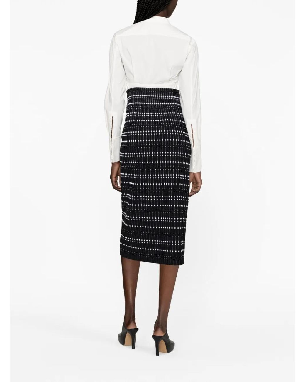 McQueen Black Fitted Midi Skirt