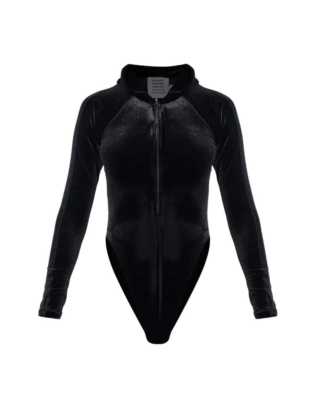 Vetements Black Zip-Fastening Hooded Bodysuit