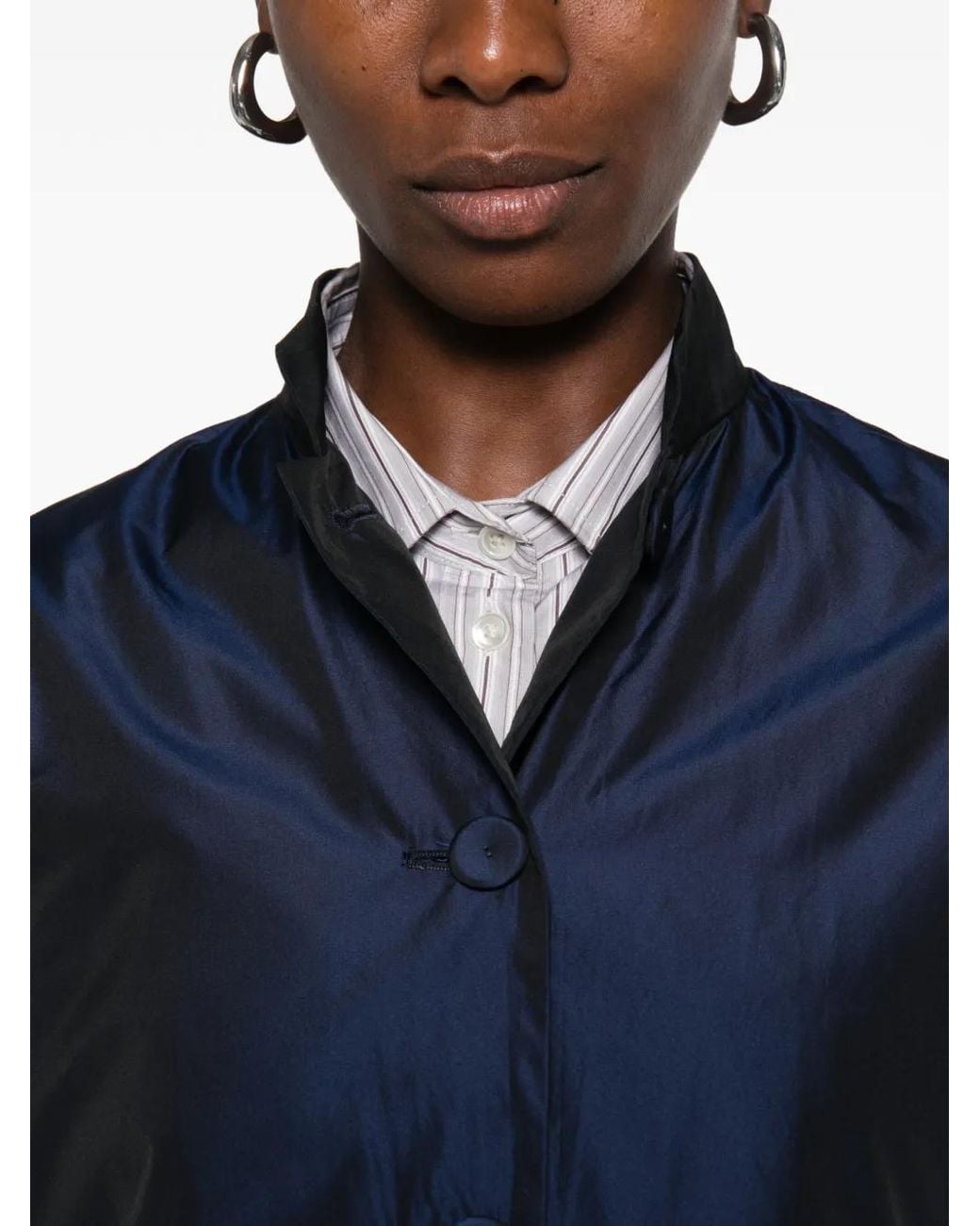 ROSSO35 Blue High-Neck Button-Up Jacket