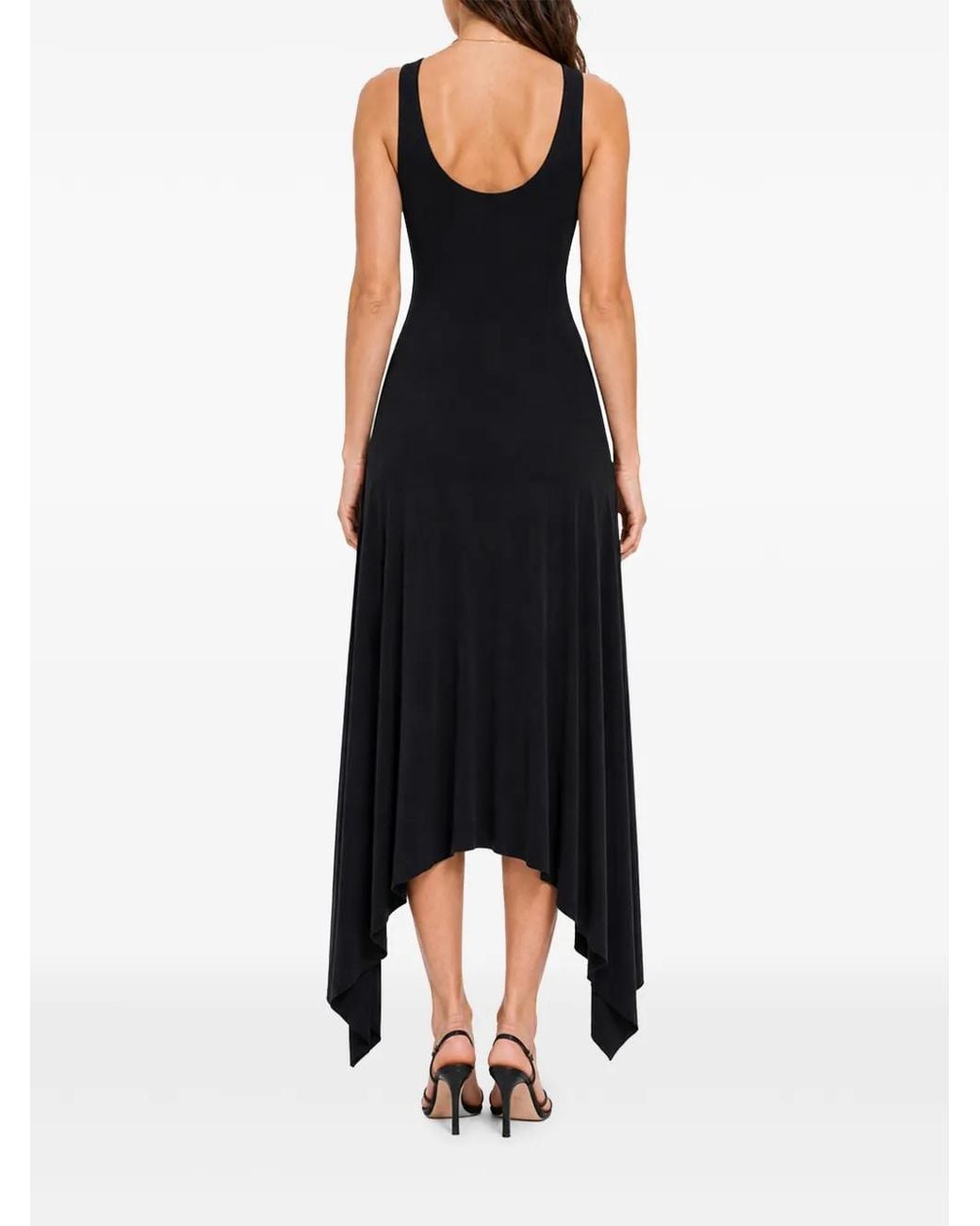 Hamza Black Valencia Asymmetric Midi Dress