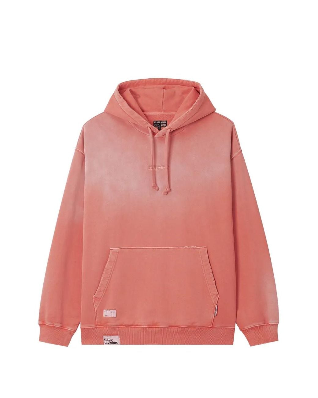 Izzue Pink Distressed-Effect Logo-Patch Hoodie for men