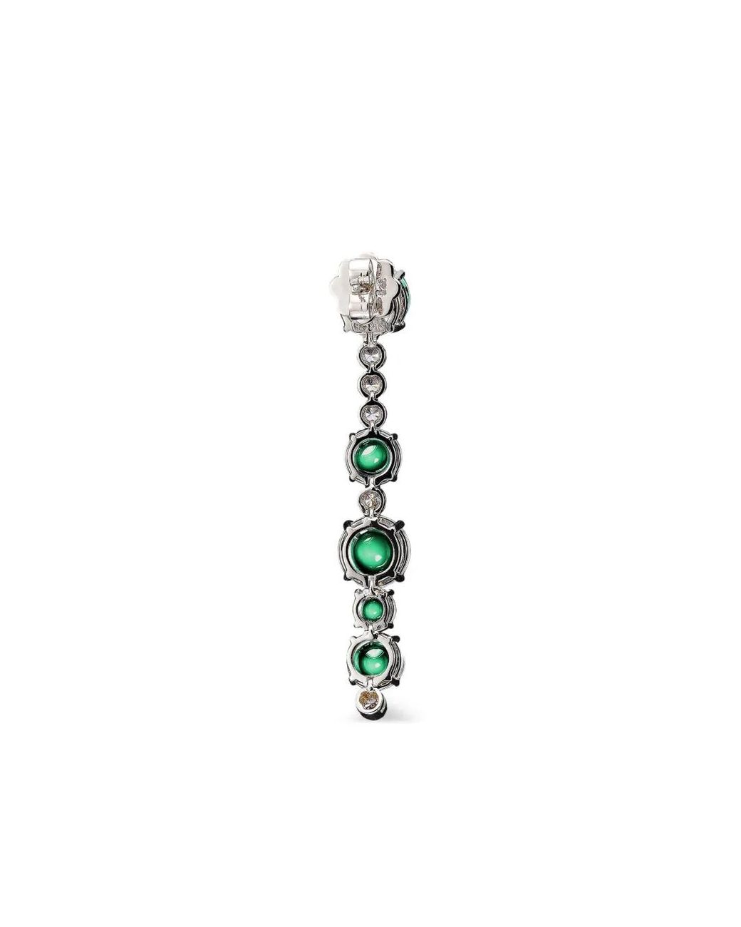 Anabela Chan White 14K And Rhodium Vermeil Dusk & Dawn Morse Code Emerald And Diamond Earrings