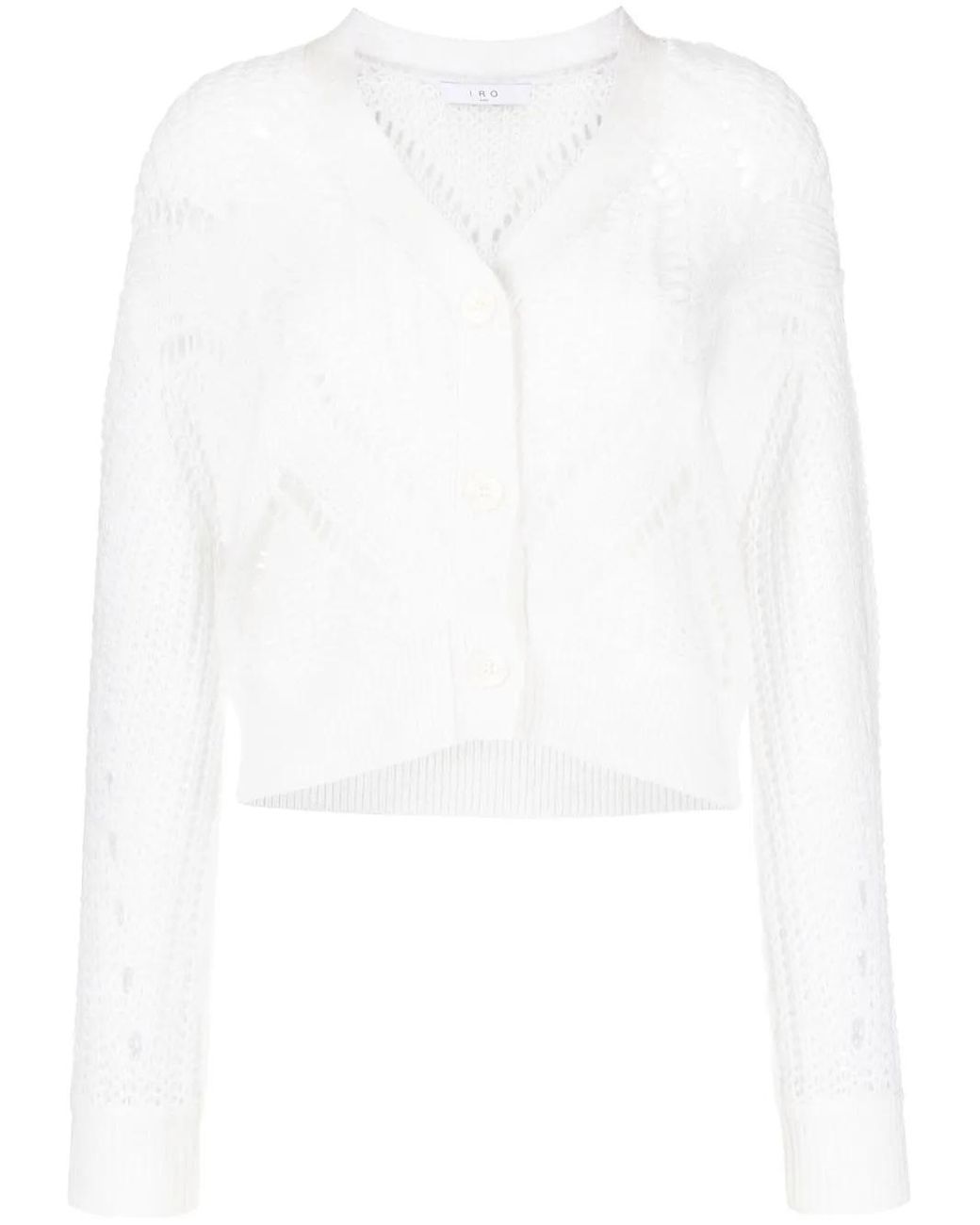 IRO White Open-Knit Cotton-Wool Blend Cardigan