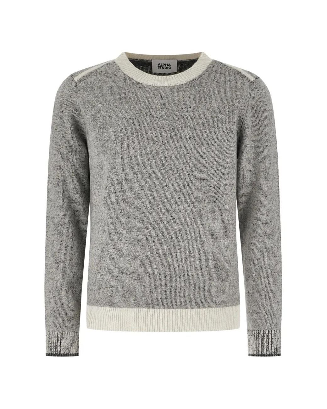 Alpha Studio Gray Marl-Knit Crew-Neck Sweater for men