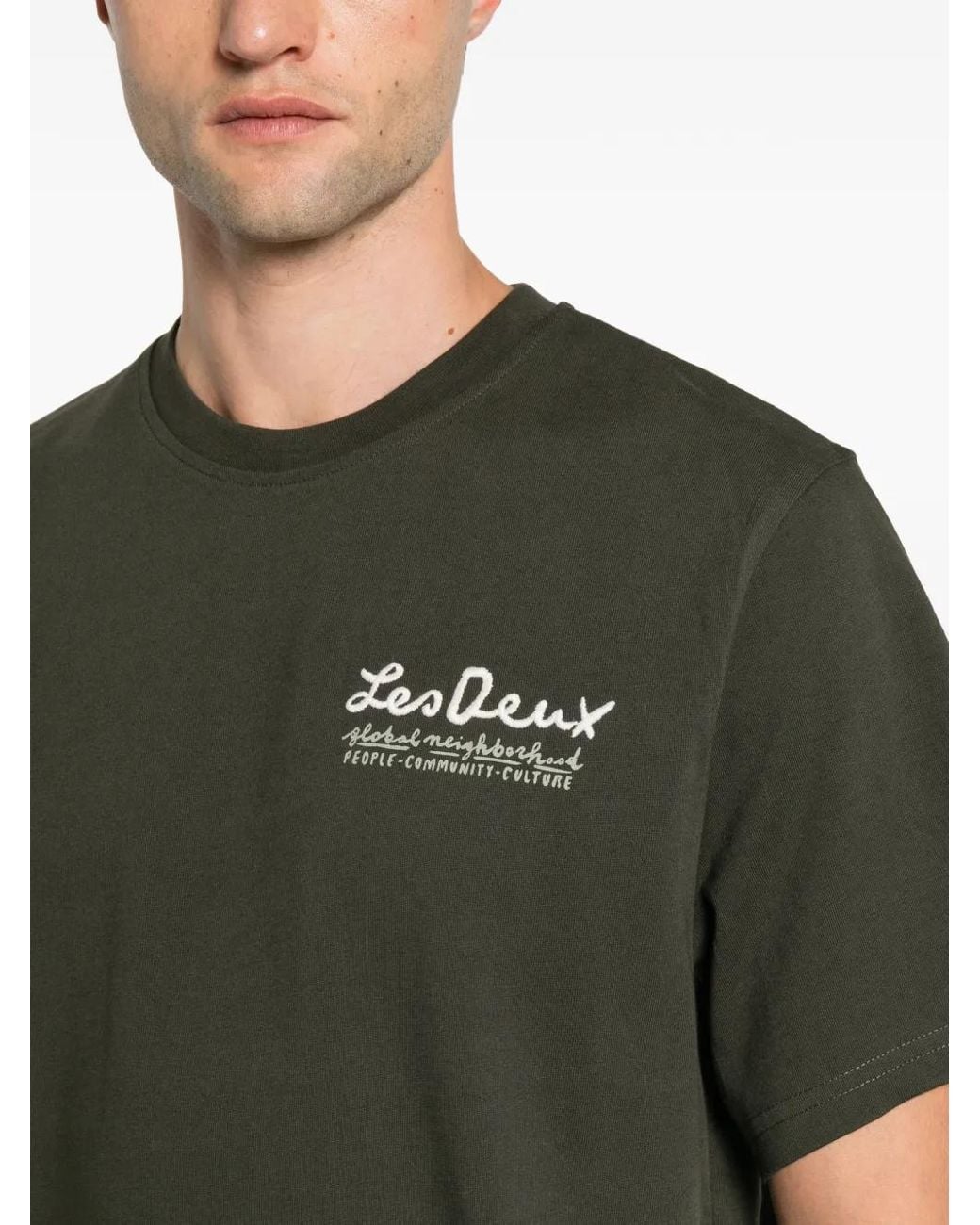 Les Deux Green Rural Graphic-Print T-Shirt for men