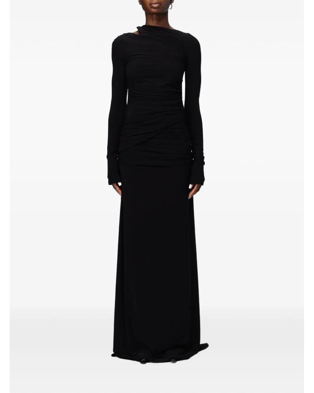 ELEH Black Ruched Cut-Out Maxi Dress