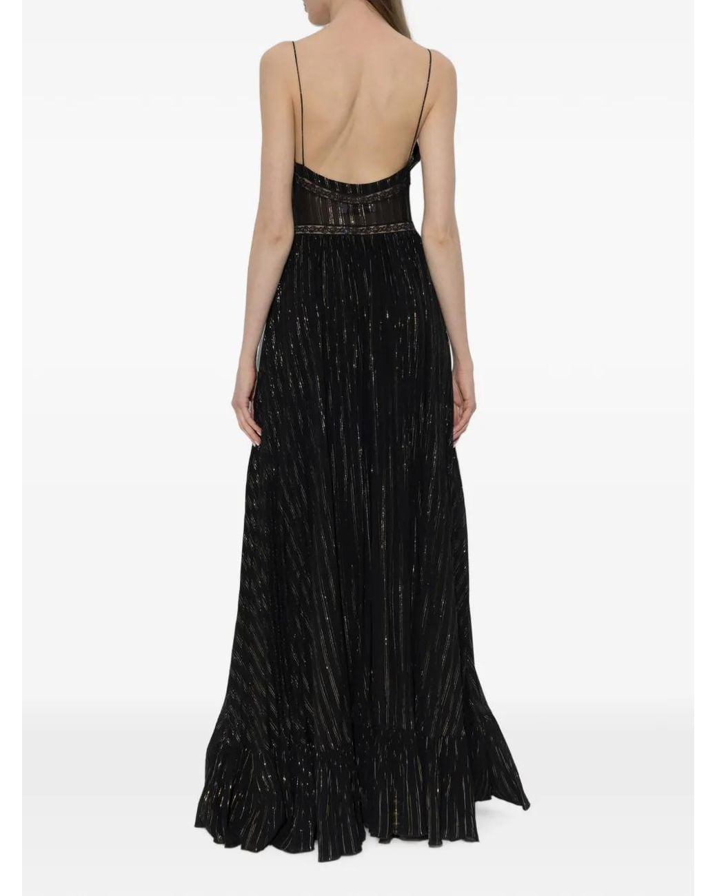 Self-Portrait Black Pleated Dress With Lurex Thread