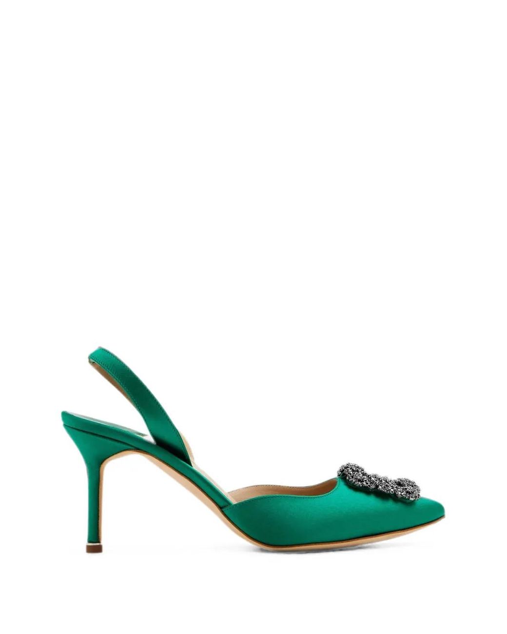 Manolo Blahnik Green Escarpins À Bride Arrière Hangisli À Boucle Ornementée