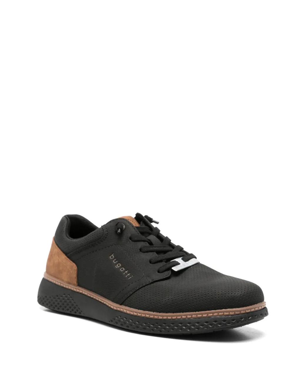 Bugatti Black Perforated Panelled Sneakers for men