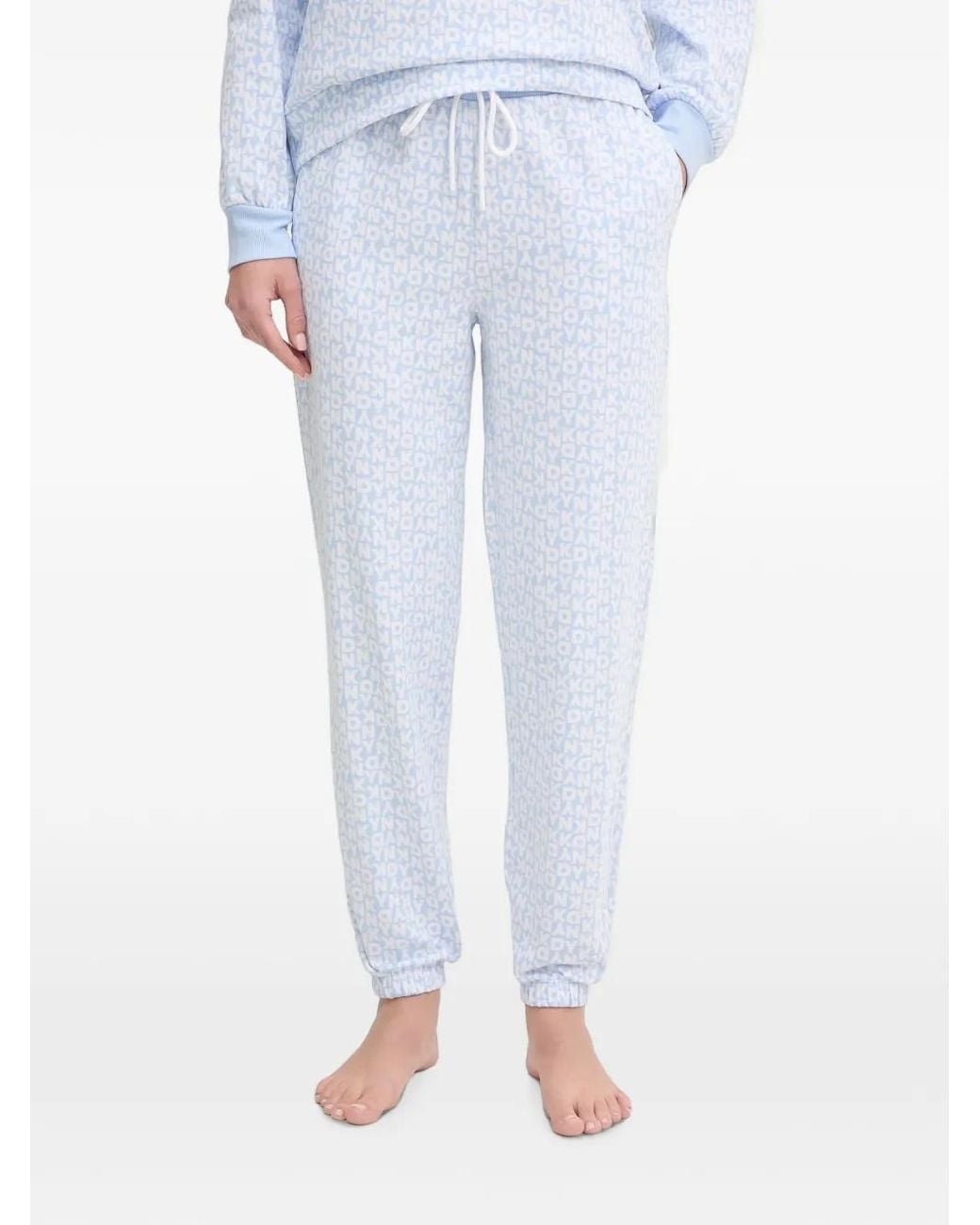 DKNY Blue Logo-Print Drawstring Track Pants