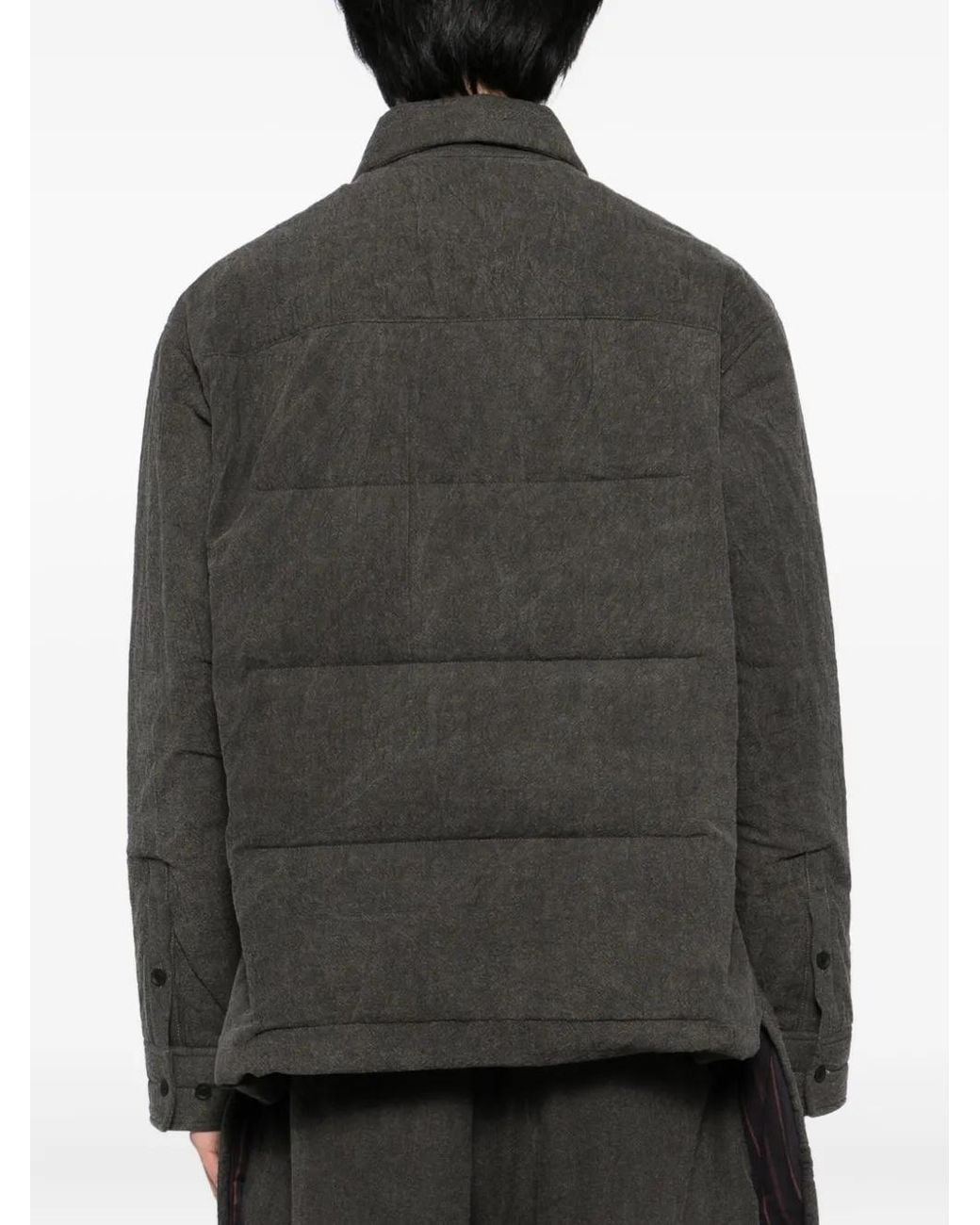 Yohji Yamamoto Gray Gusset-Collar Padded Jacket for men