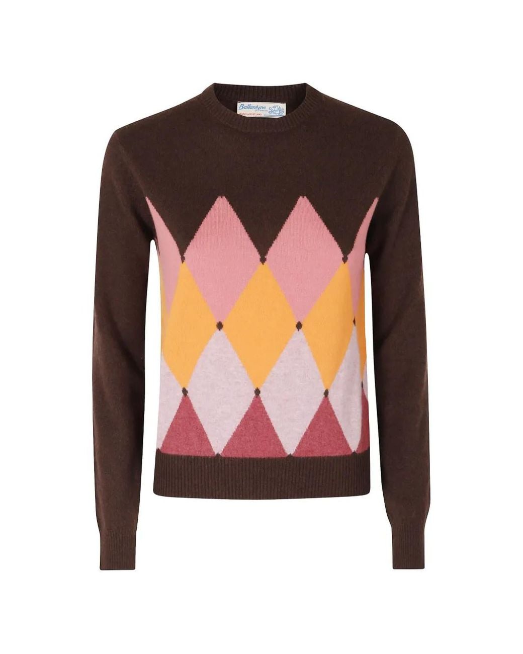 Ballantyne Brown Argyle-Intarsia Sweater