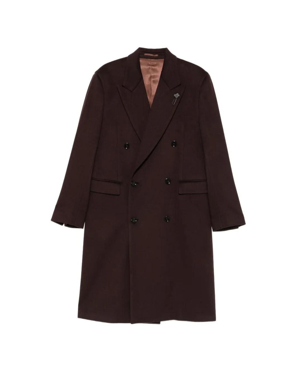 Lardini Red Double-Breasted Peak-Lapel Coat for men