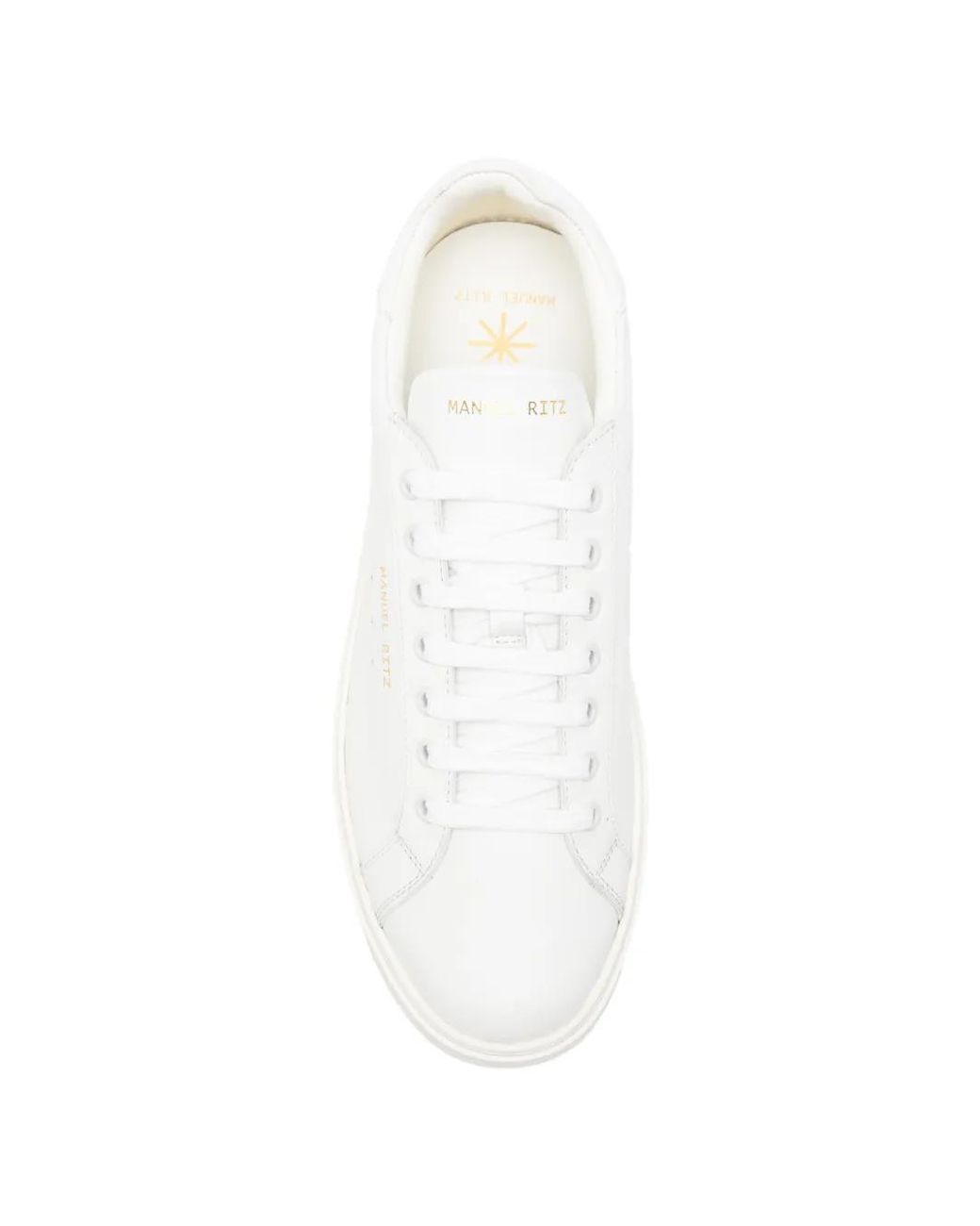 Manuel Ritz White Logo-Print Leather Sneakers for men
