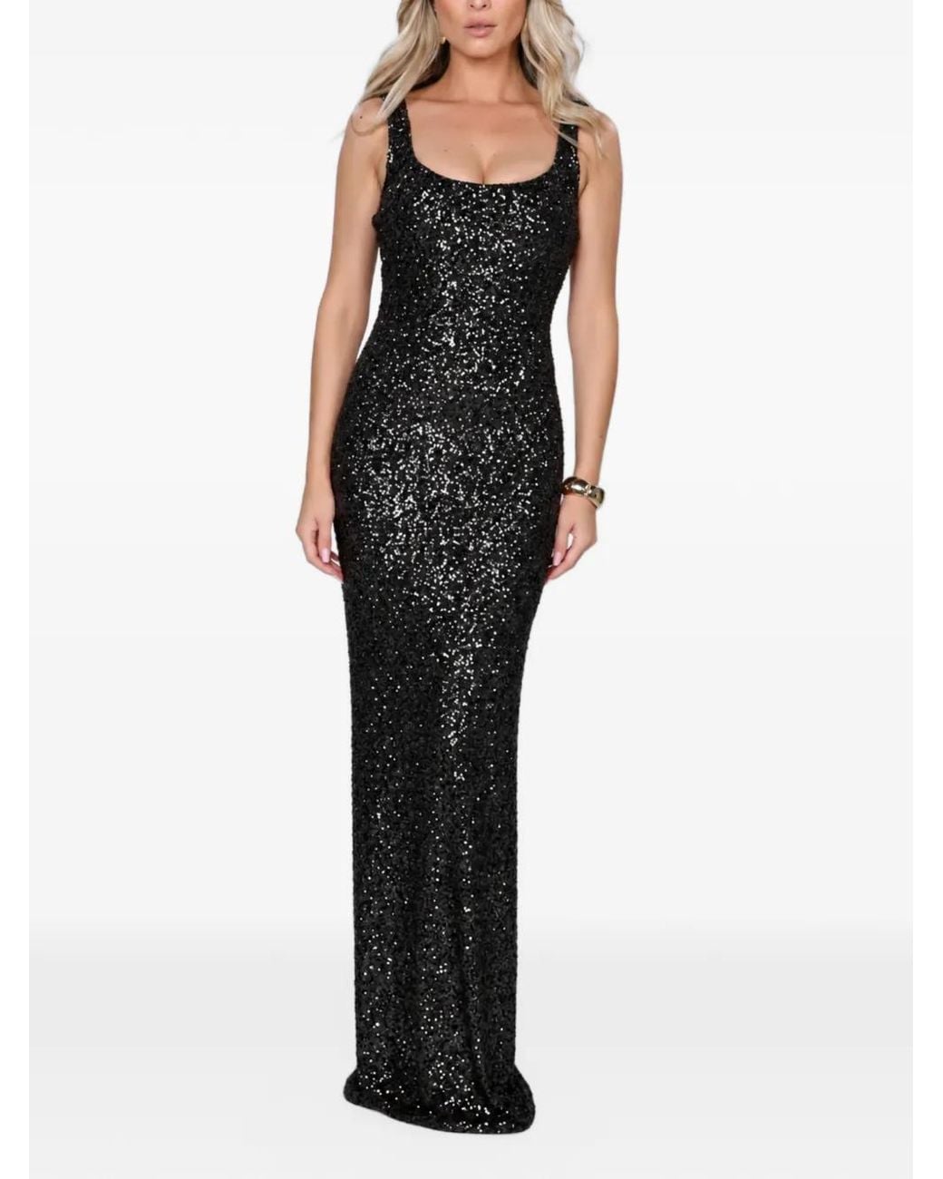 ROSERRY Black Kendall Sequin-Embellished Jersey Maxi Dress