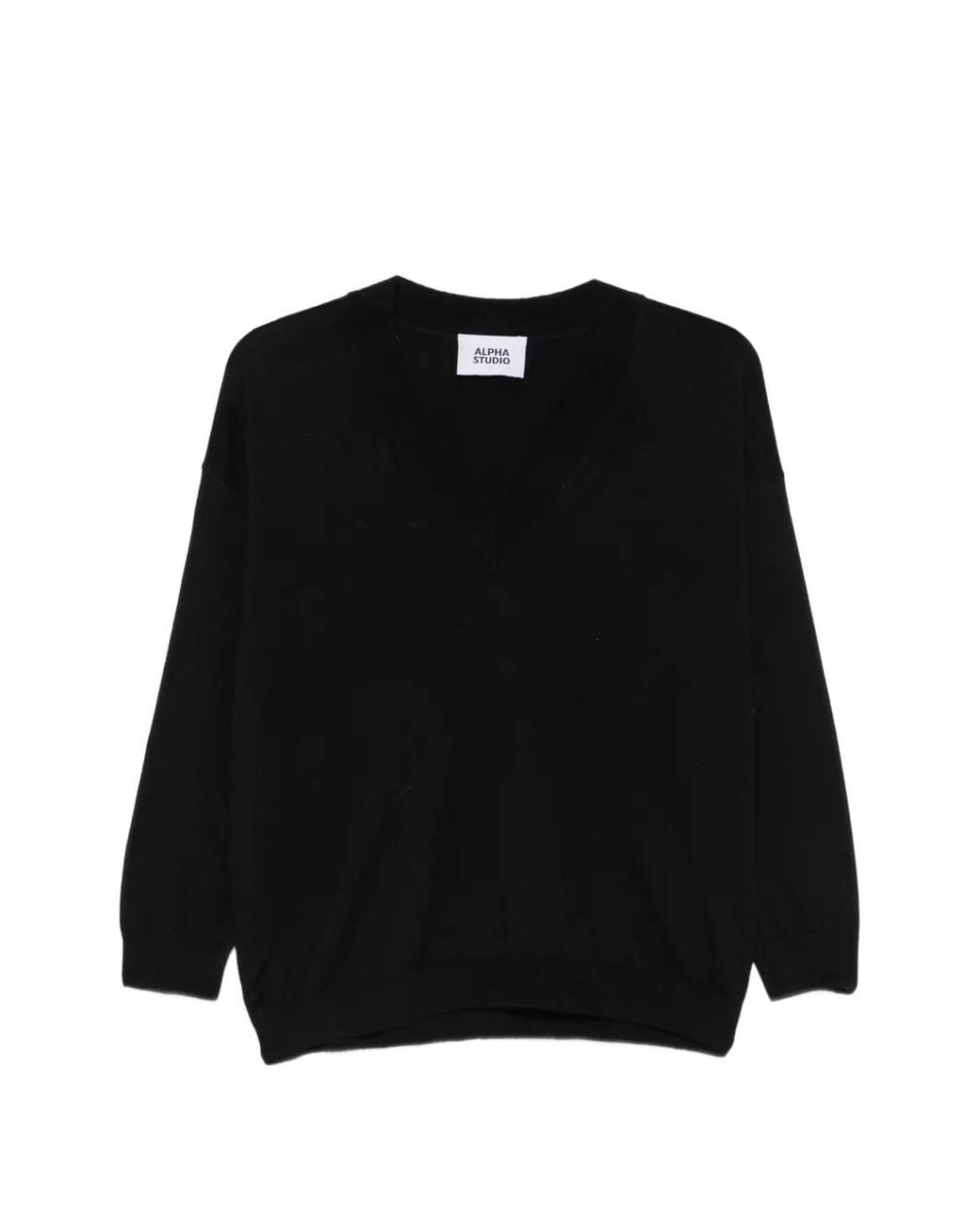 Alpha Studio Black V-Neck Knitted Sweater