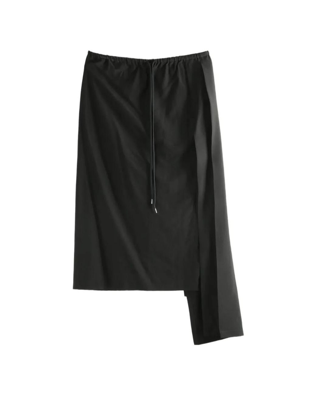 Yohji Yamamoto Black Asymmetric Drawstring Skirt