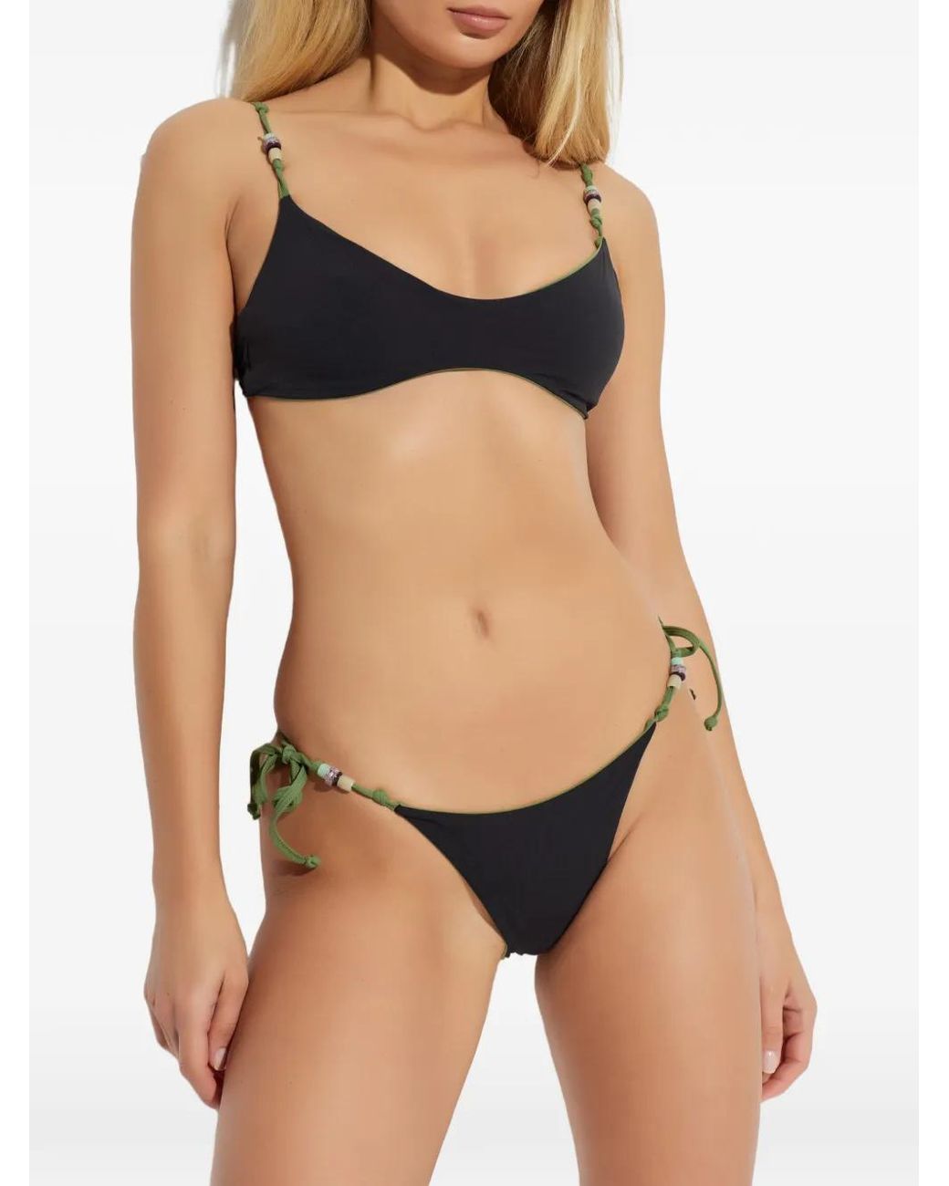Bondeye Green Bas De Bikini Anali À Détail Noué