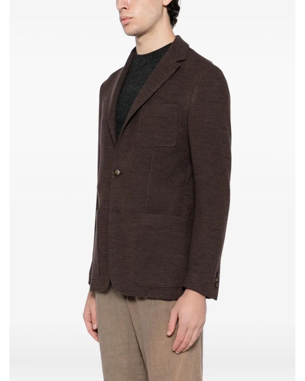 Canali Black Single-Breasted Knitted Blazer for men