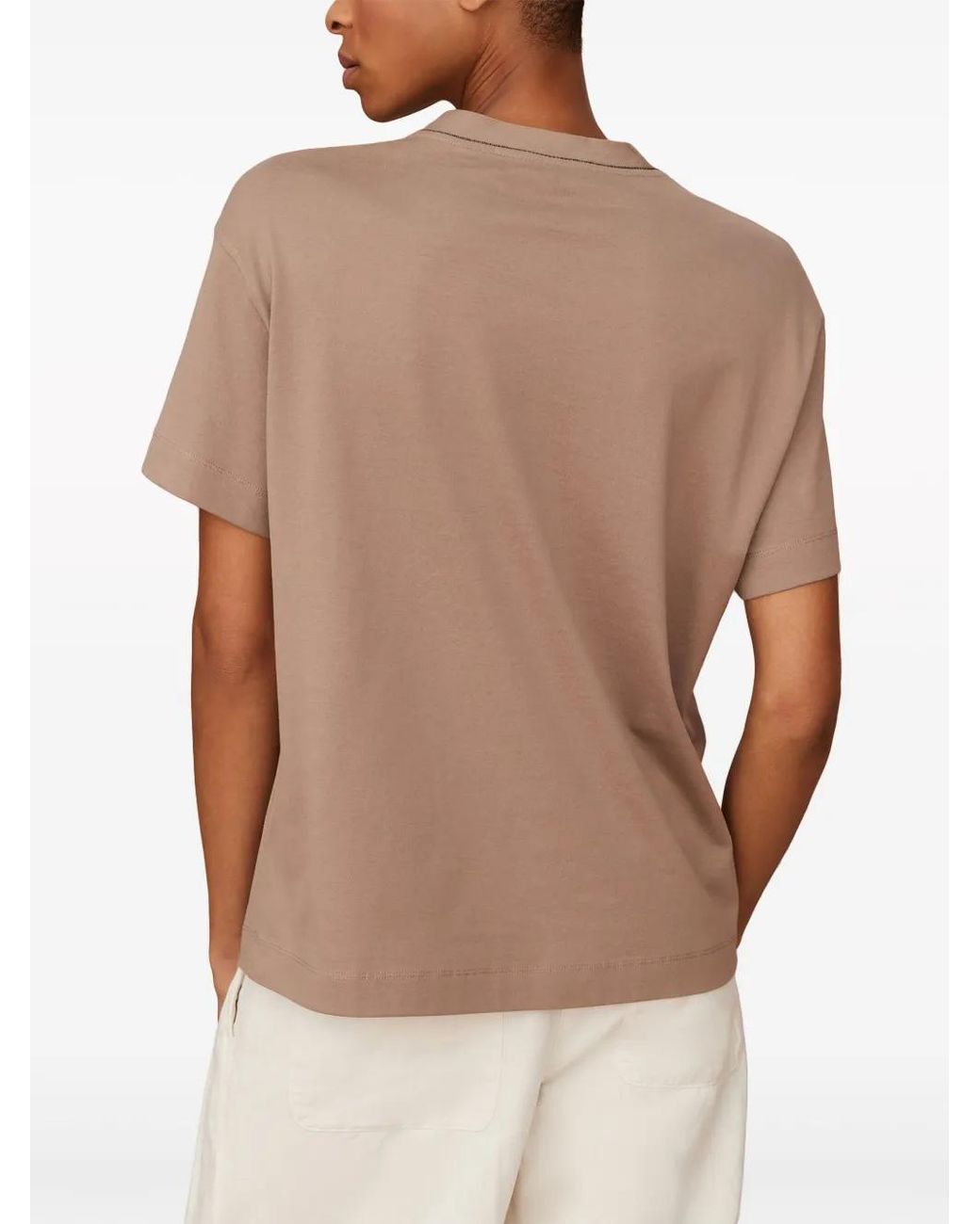 Brunello Cucinelli Natural Slogan-Print Cotton T-Shirt