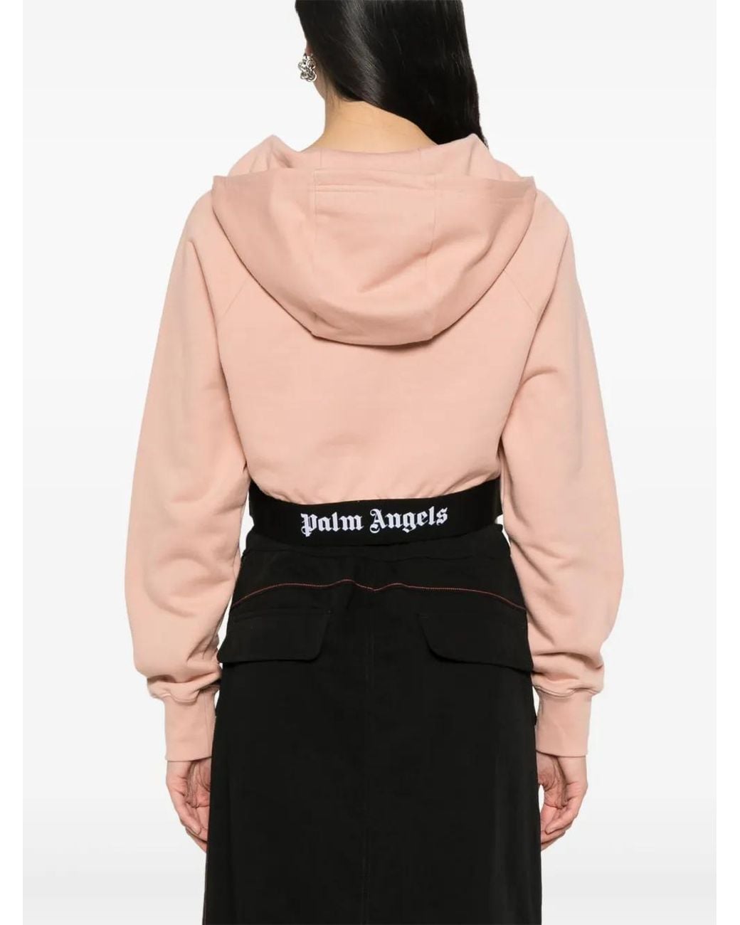 Palm Angels Pink Logo-Underband Cropped Sweatshirt