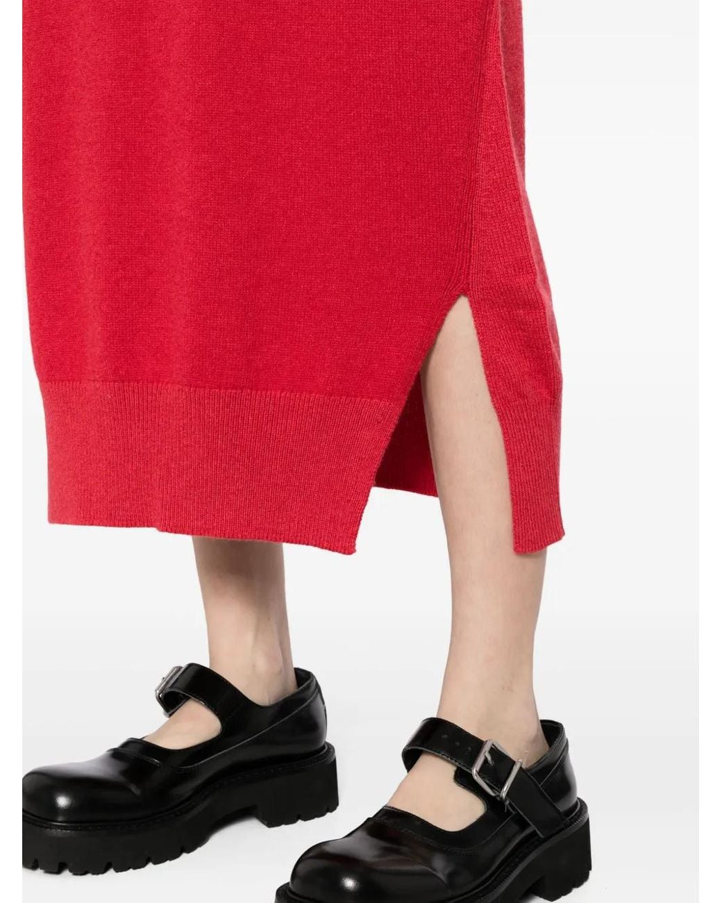 Barrie Red High-Waisted Knit Skirt