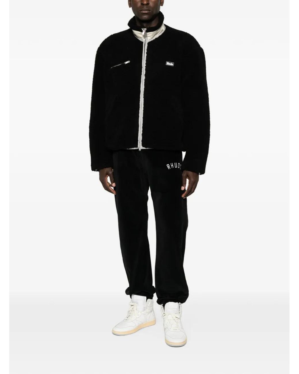 R H U D E © Black Logo-Patch Fleece Jacket for men