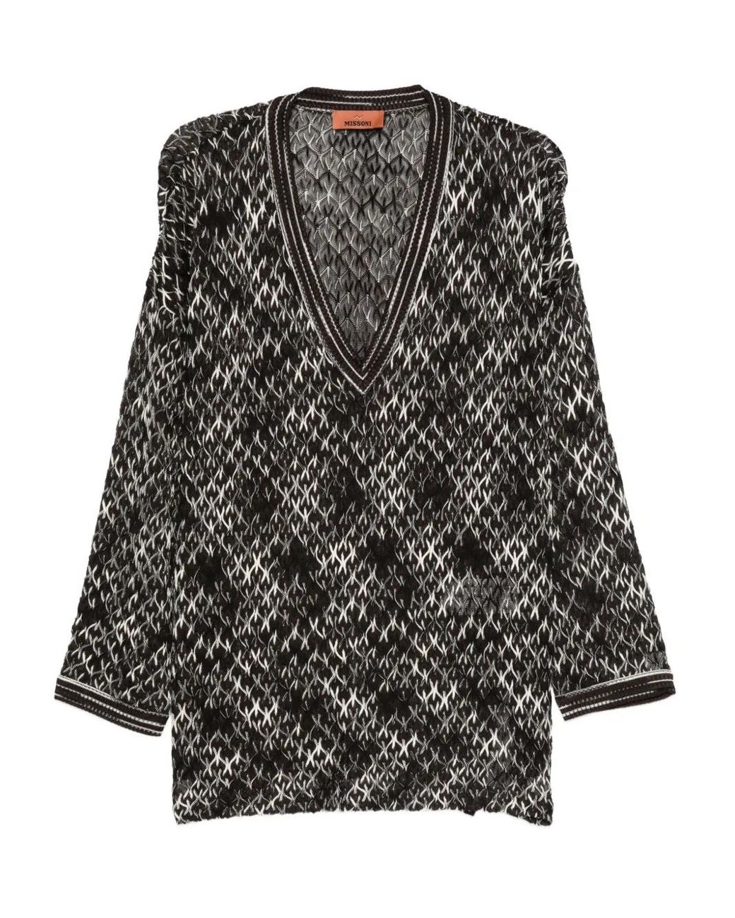 Missoni Black Geometric-Pattern V-Neck Sweater