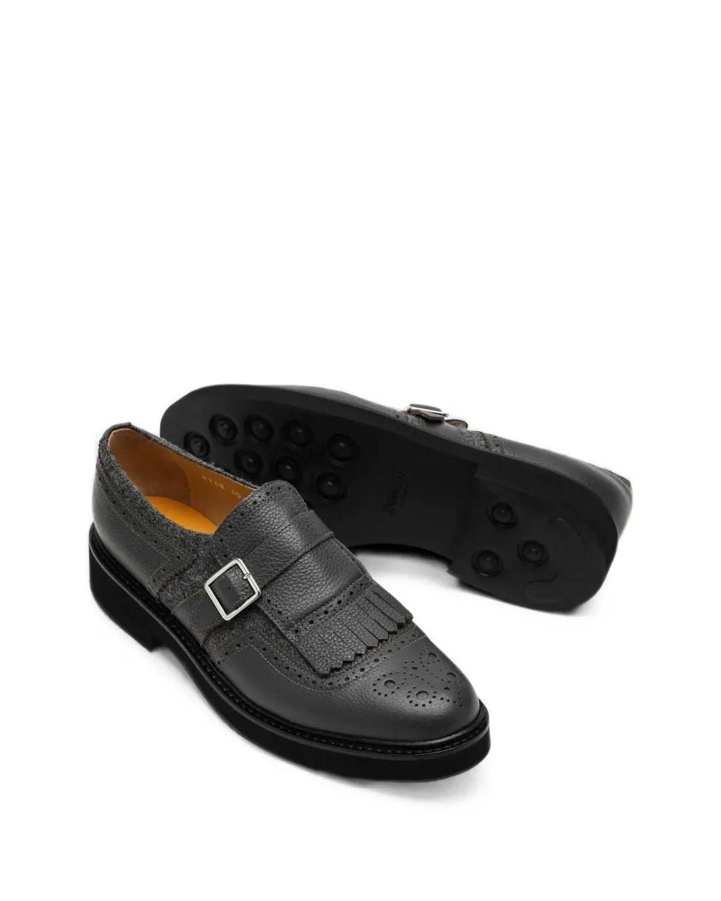 Doucal's Black Fringe-Detail Oxford Shoes