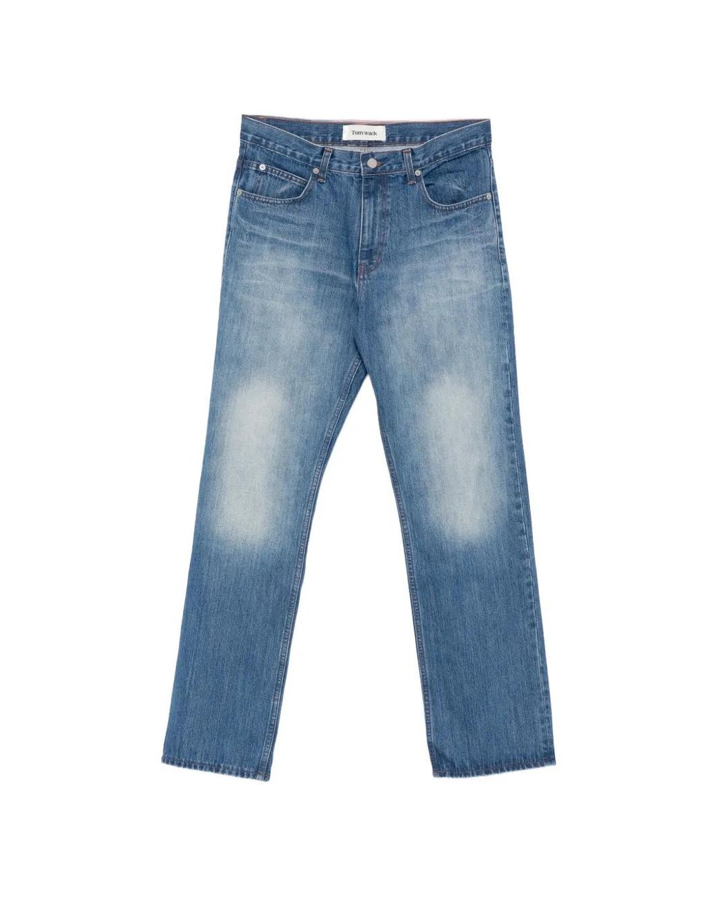 TONYWACK Blue Faded Straight-Leg Jeans for men