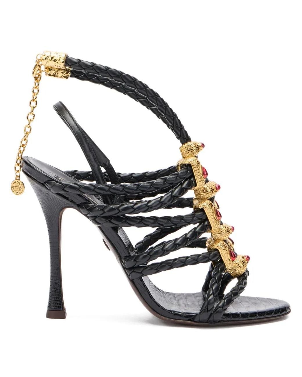 Roberto Cavalli Black Braided Sandals
