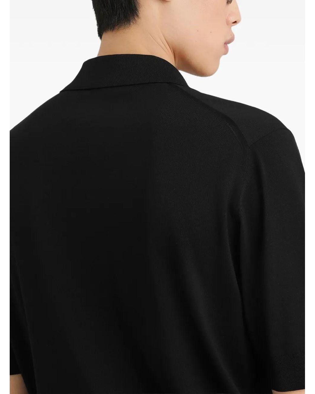 Dolce & Gabbana Black Silk Knit Polo Shirt for men