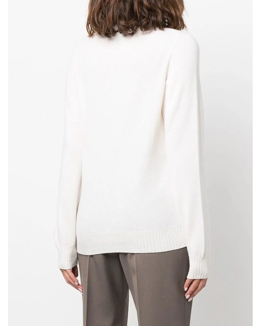 Barrie White Round Neck Cashmere Jumper